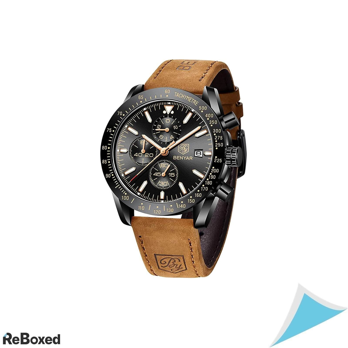 Benyar Chronograph Ceas Analog Quartz Barbati curea Piele
