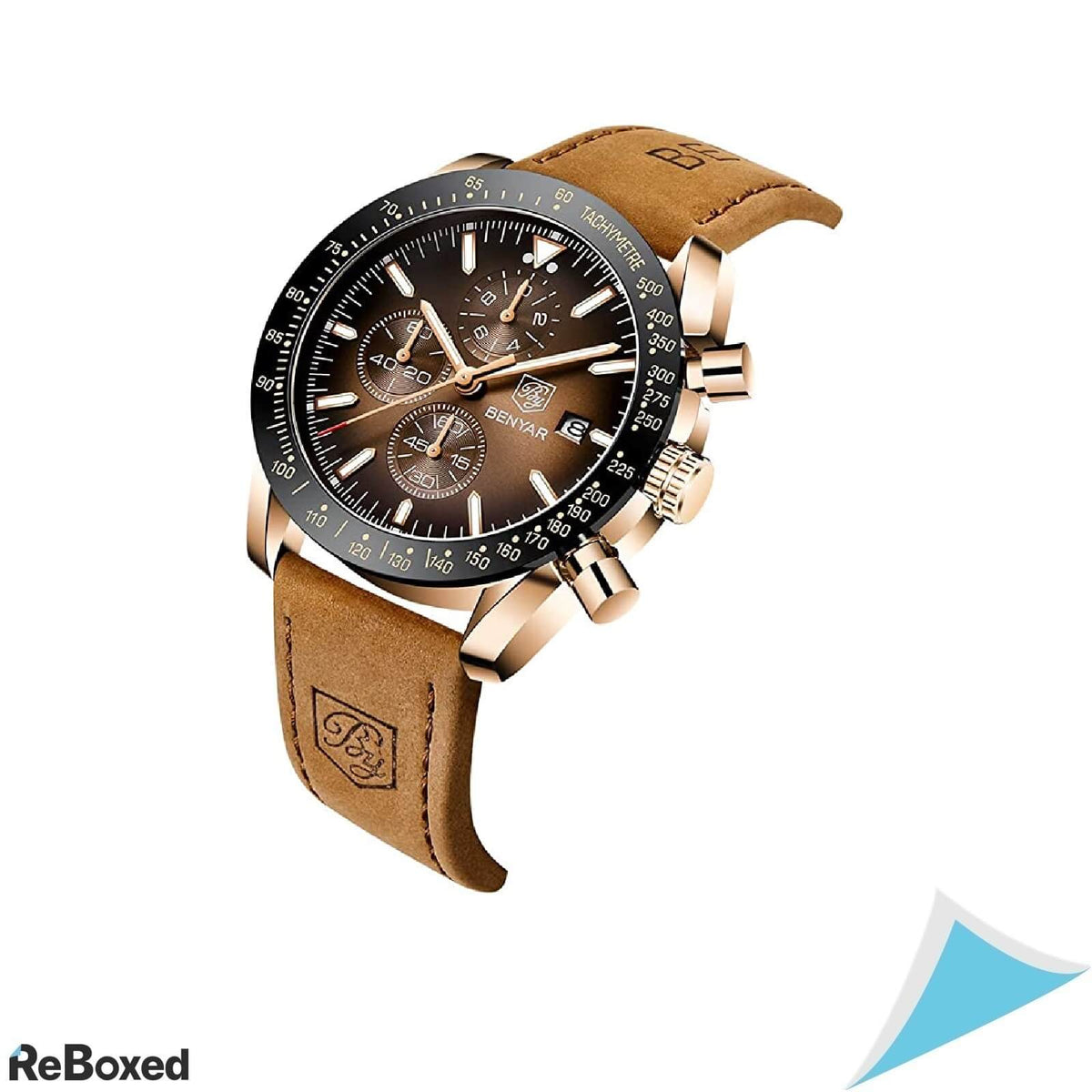 Benyar Chronograph Ceas Analog Quartz Barbati 30M Piele