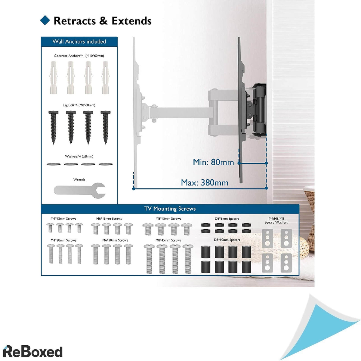 Bontec Suport TV 23-70 Inch 45Kg Perete Extensibil VESA 400x400mm