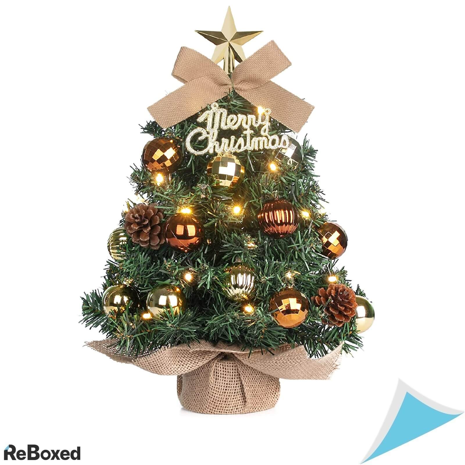 Mini Bradut Artificial de Craciun 40cm Decorat cu Iluminare