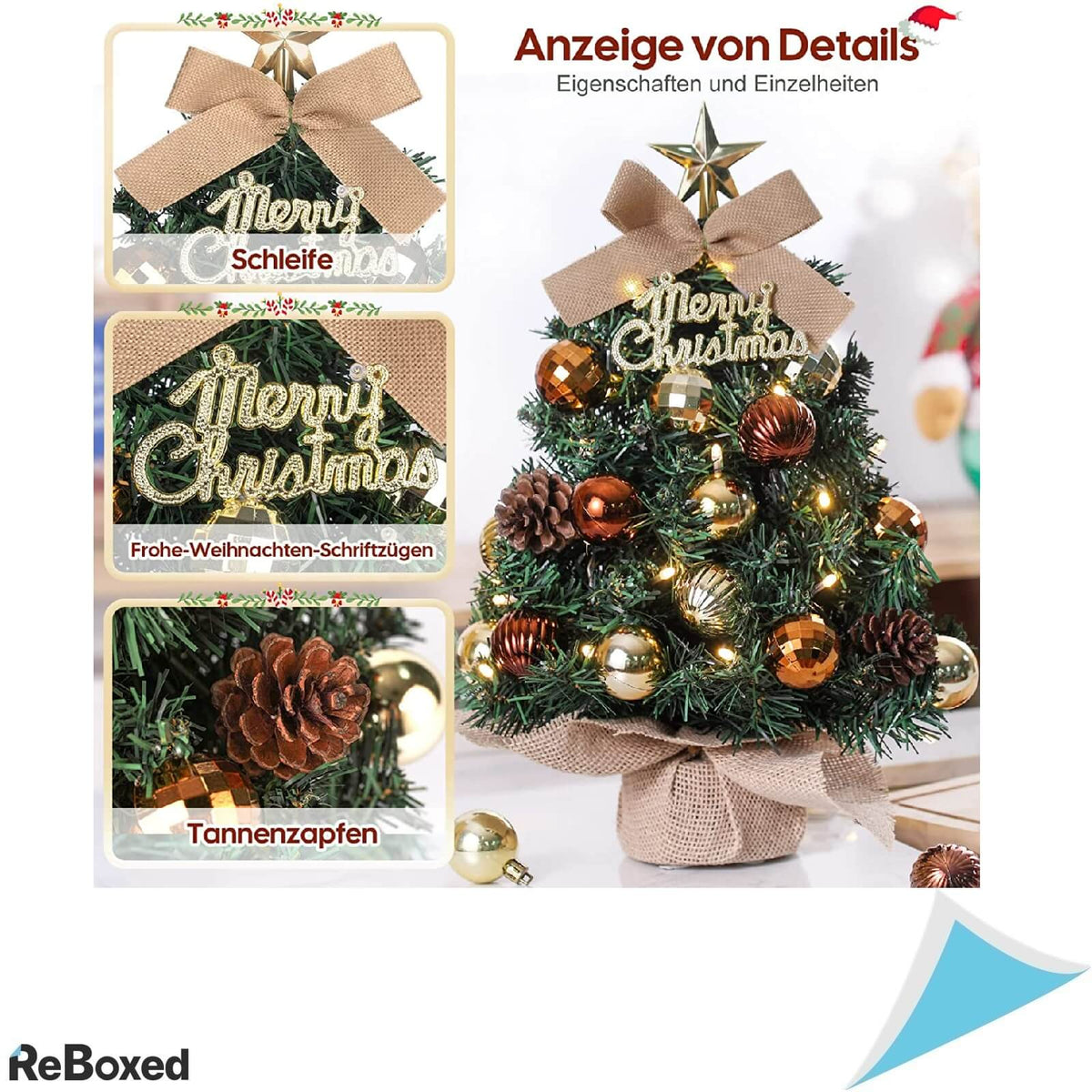 Mini Bradut Artificial de Craciun 40cm Decorat cu Iluminare