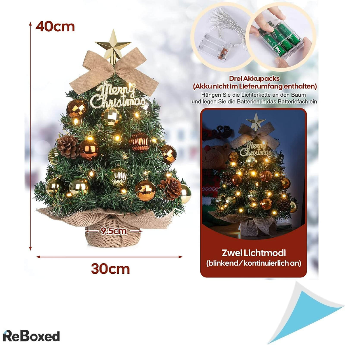 Mini Bradut Artificial de Craciun 40cm Decorat cu Iluminare