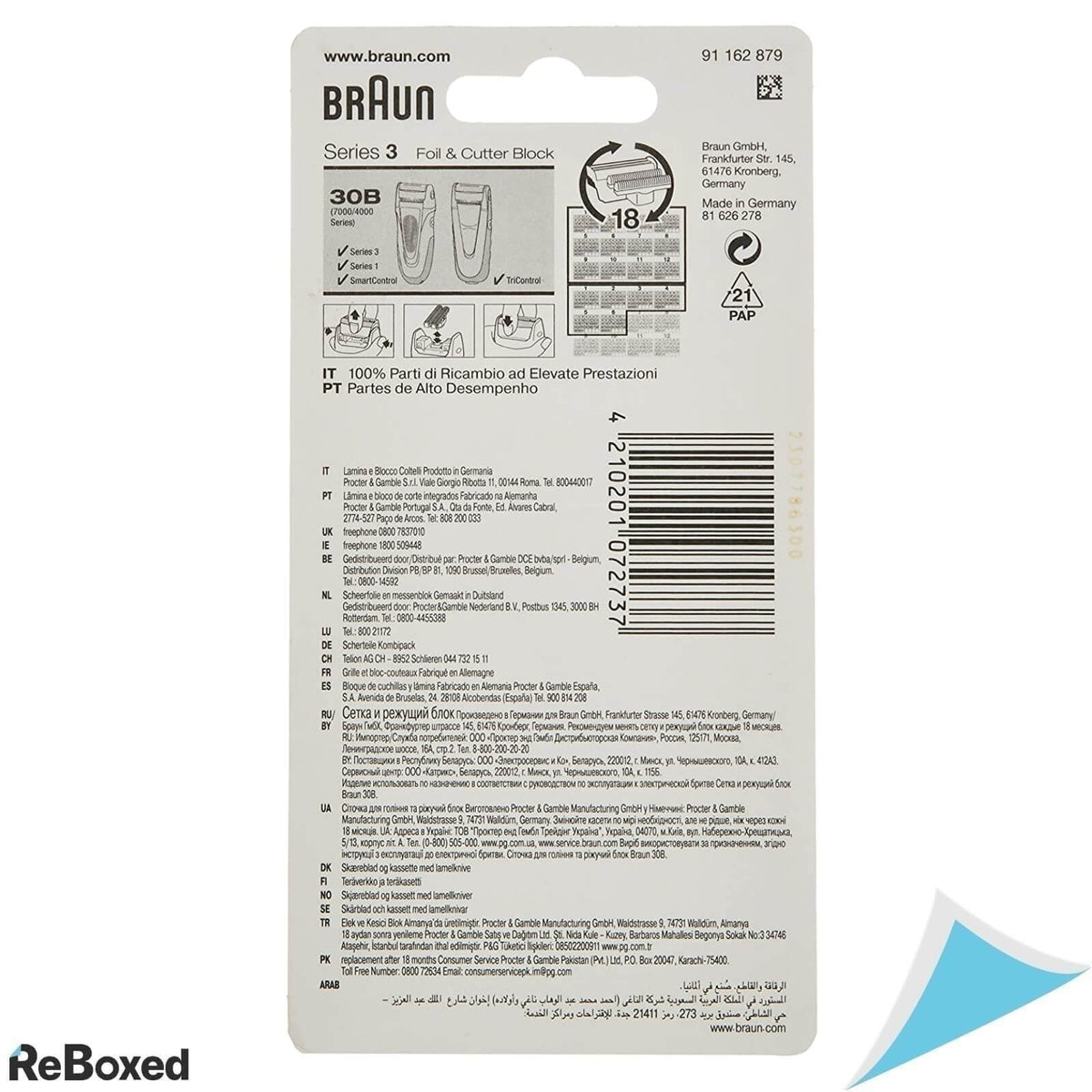 Braun 30B Rezerva Cap Schimb Aparat Seria 7000 4000