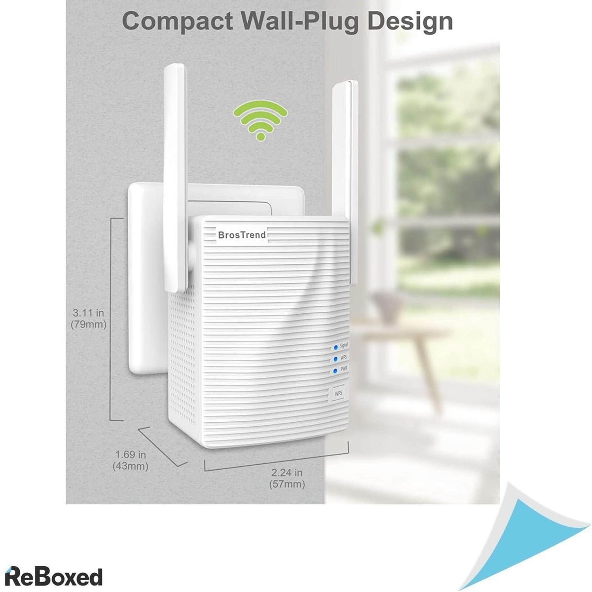BrosTrend AC1200 WiFi Range Extender 2.4 Ghz 5 Ghz Lan RJ45 Port