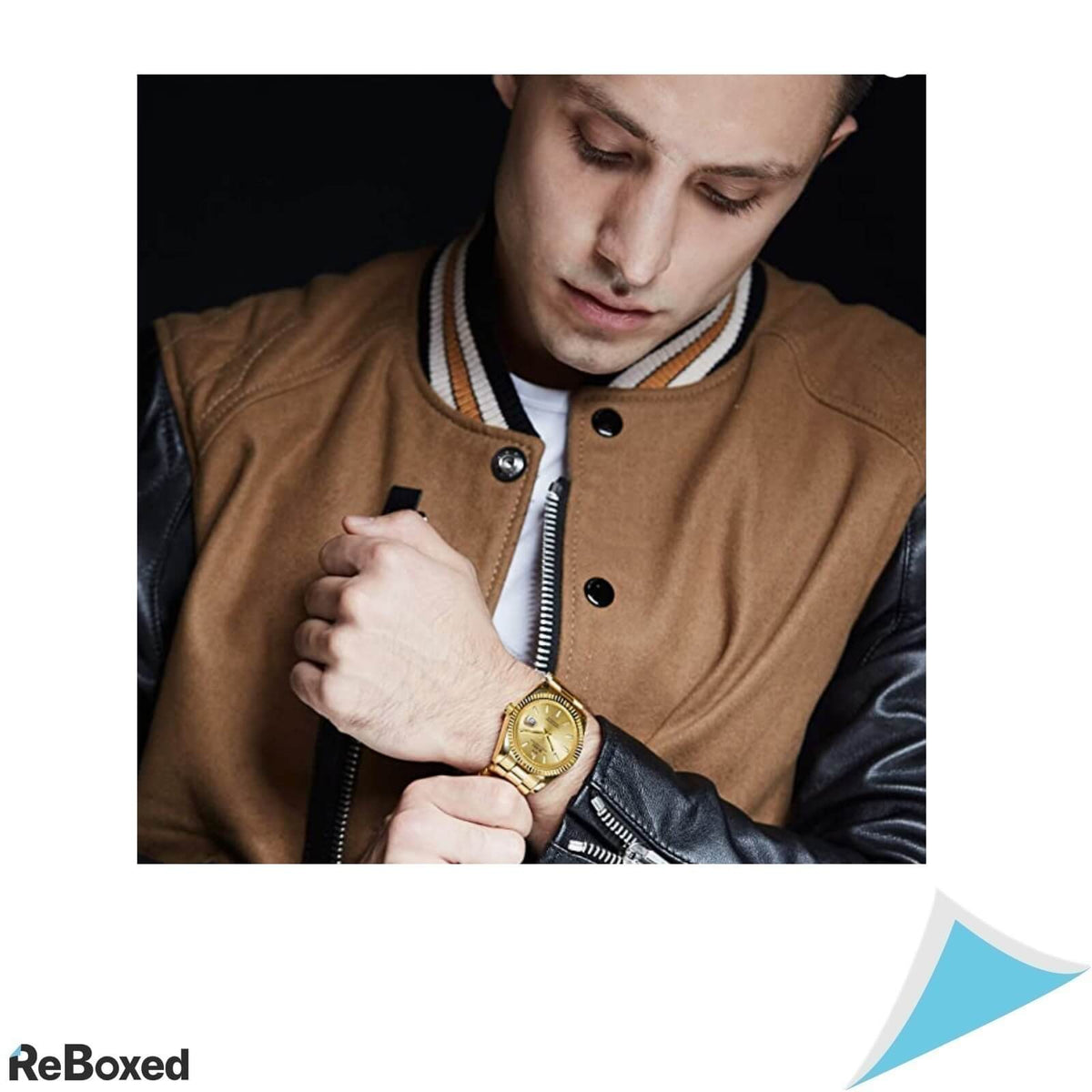 BUREI 8002MI Ceas Clasic Analog Quartz Data Barbati Gold