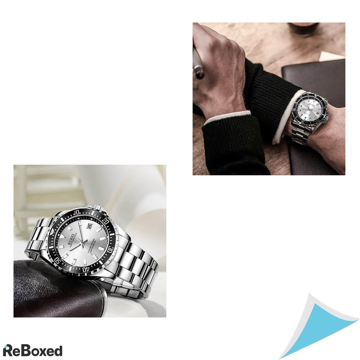 BUREI EU-UK2064 Ceas Analog Fashion Quartz Barbati Argintiu