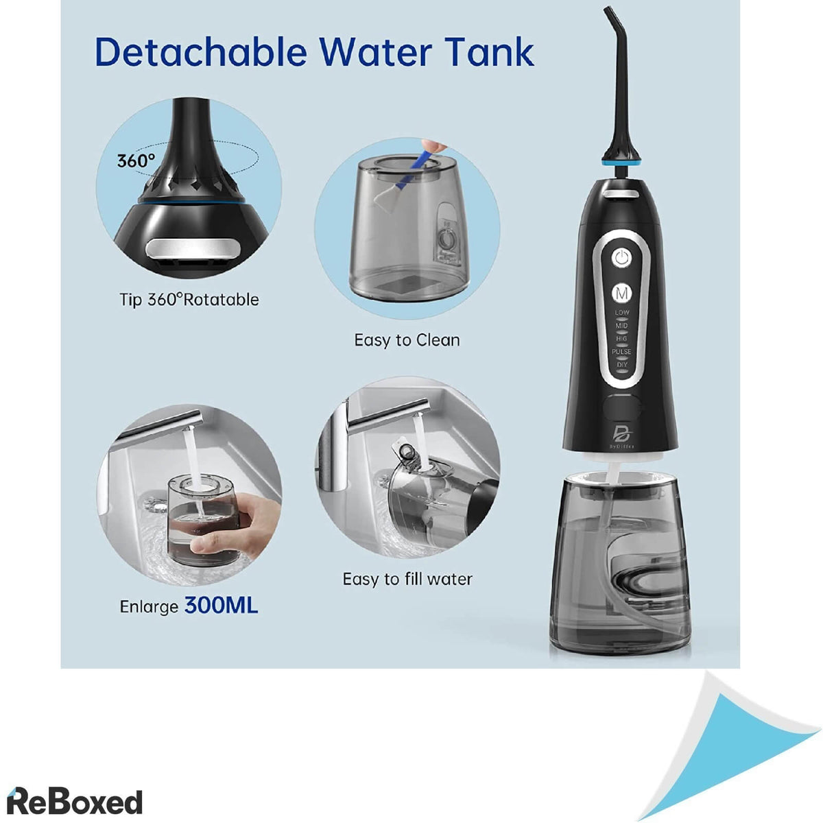 ByDiffer Irigator Oral Ultraportabil 300ml IPX7 5 Duze 120psi