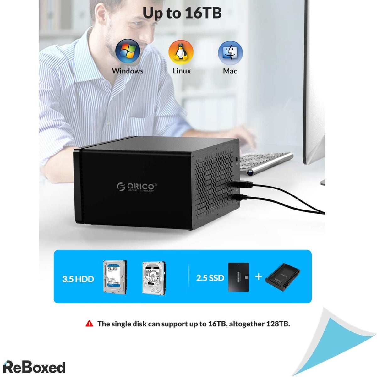 ORICO HDD BAY 8xSATA3 3.5 128TB USB-C Aluminium