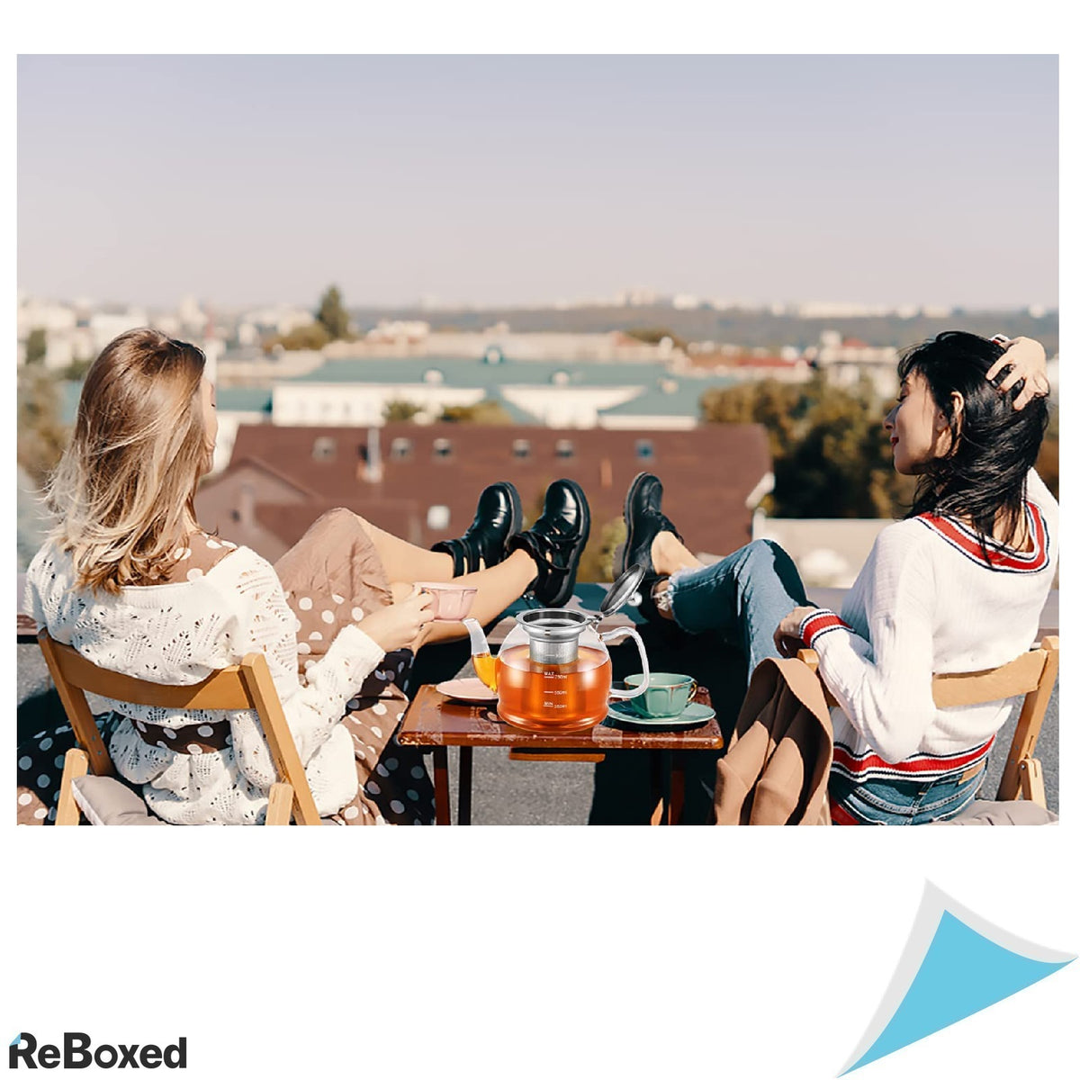 Ceainic 1000ml cu Infuzor si Capac Inox Sticla Borosilicata