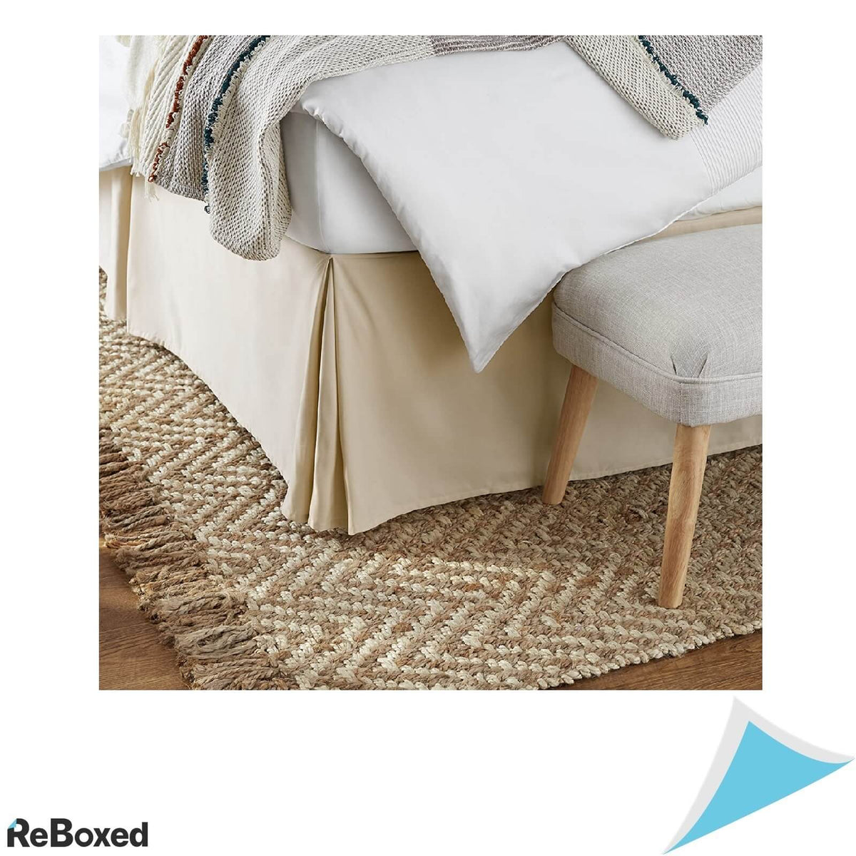 Cearceaf Plisat Microfibra 152x203 + 41 cm Bej Amazon Basics