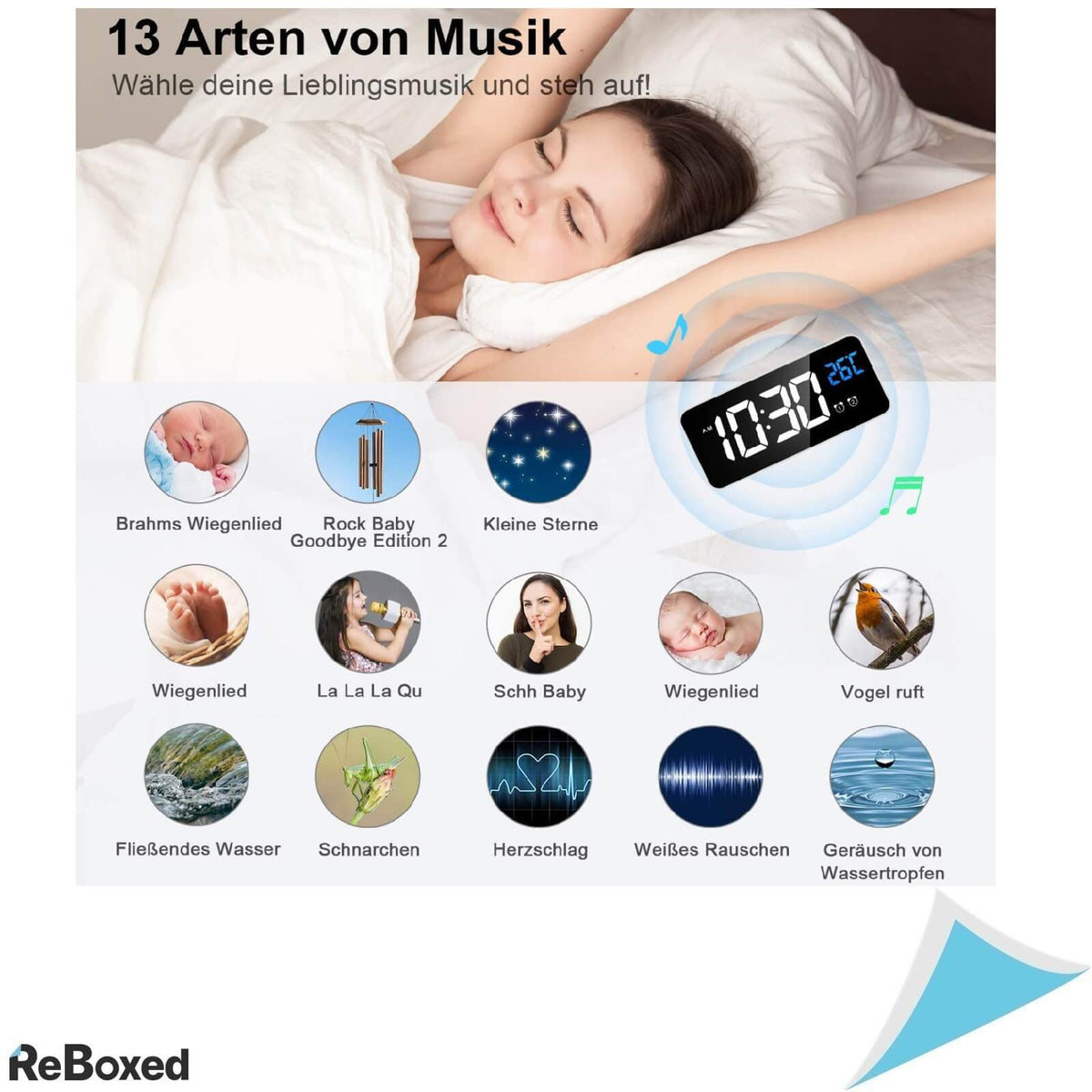 Ceas Digital Portabil Reincarcabil cu Efect Oglinda Alb