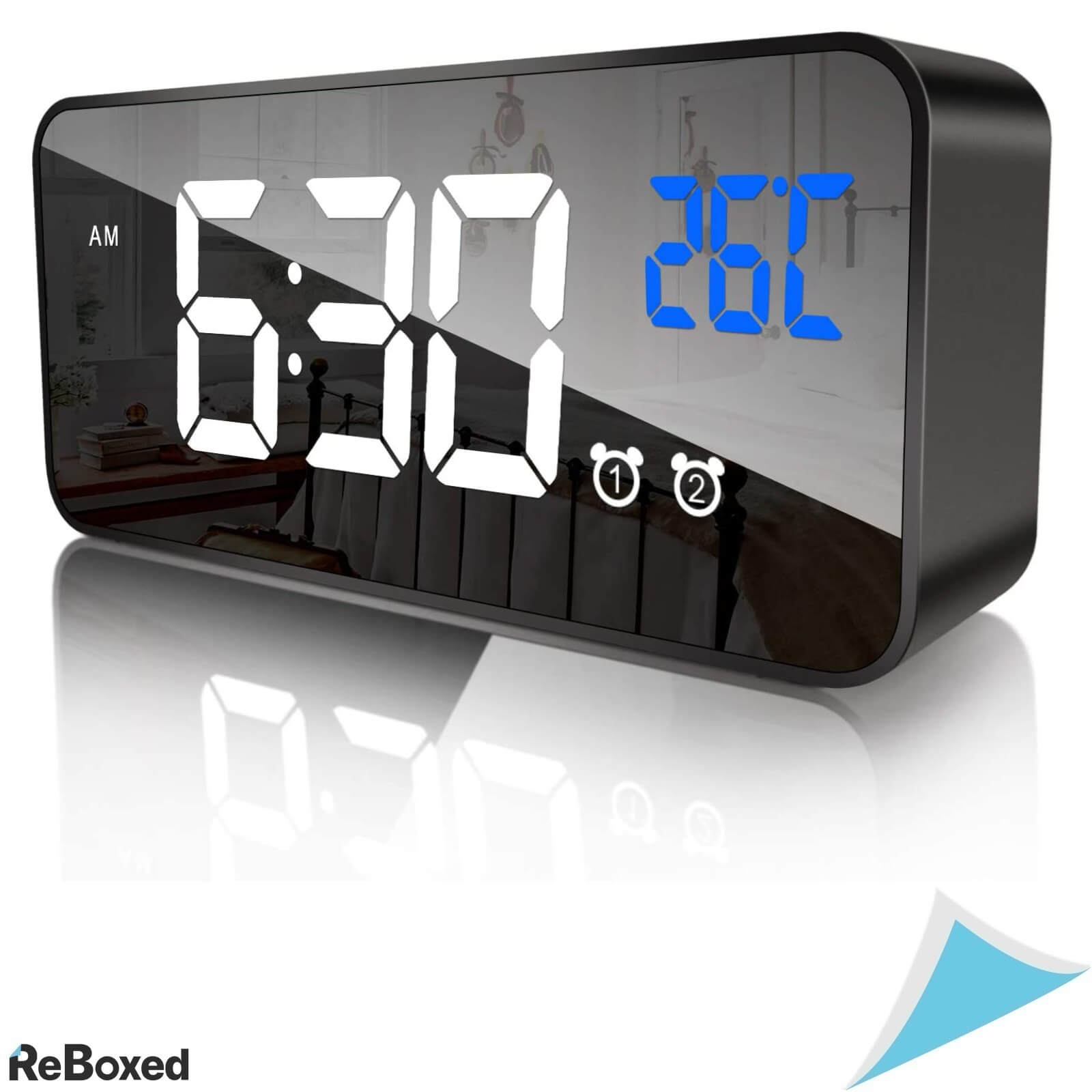 Ceas Digital Portabil Reincarcabil cu Efect Oglinda Negru