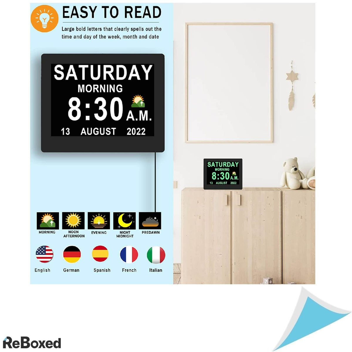 Ceas Calendar de Perete cu 19 Alarme Grafice si Telecomanda