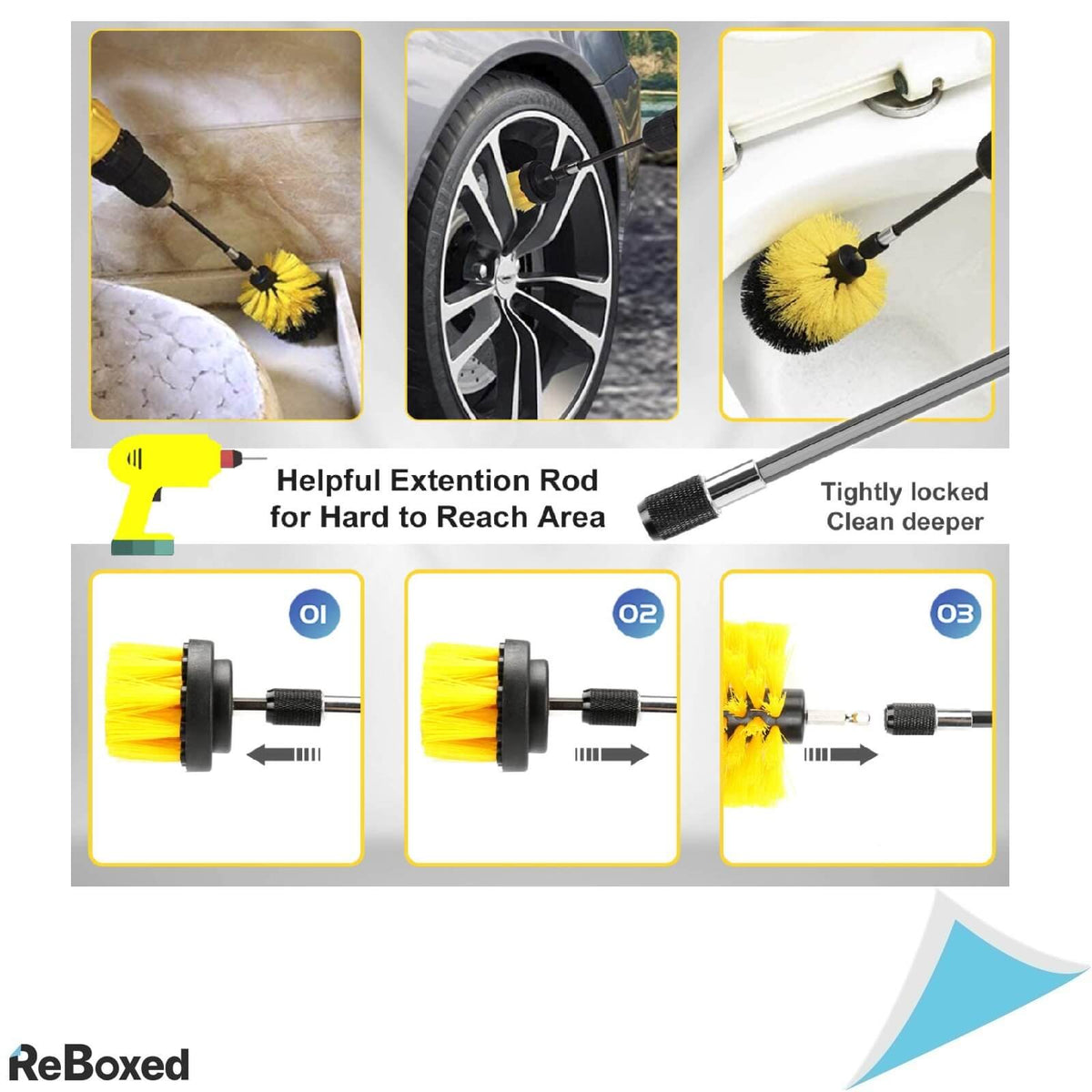 Set 14 Accesorii Masina de Gaurit Filetat pentru Curatenie cu Adaptor