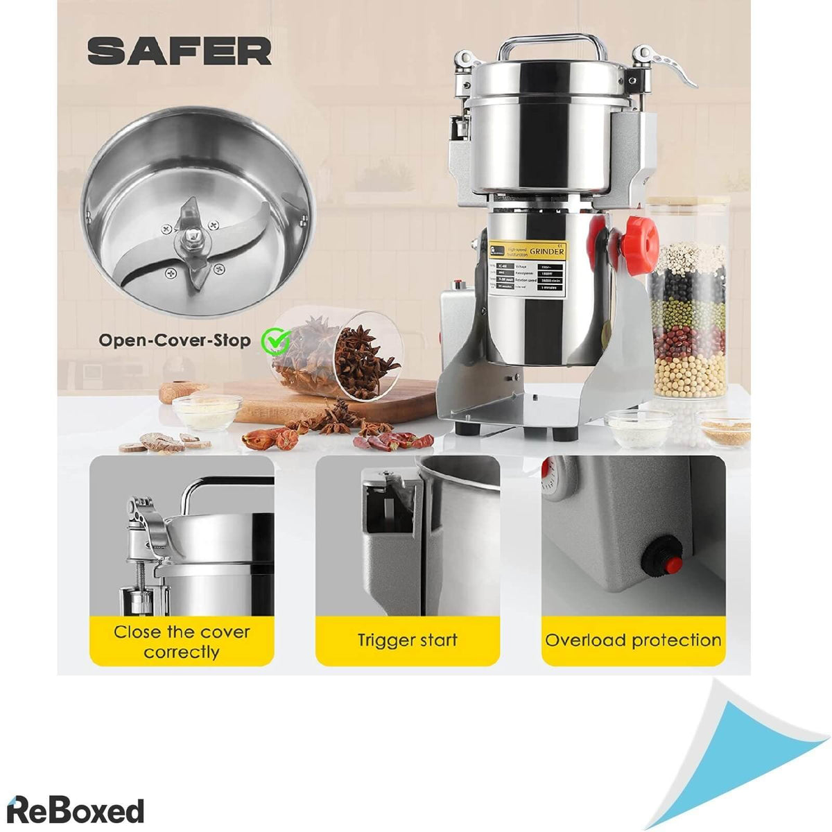 Cgoldenwall HC-400 Moara Electrica 400g 1800W Cereale Condimente