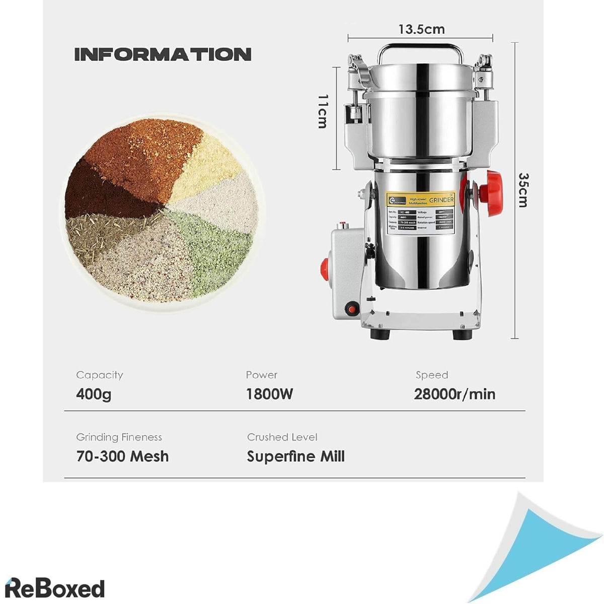Cgoldenwall HC-400 Moara Electrica 400g 1800W Cereale Condimente