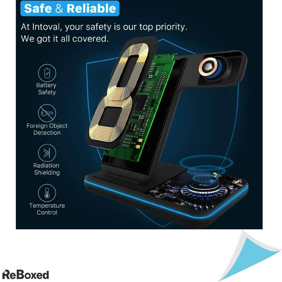 Incarcator Fast Wireless 15w 3in1 cu Adaptor 220V QC 3.0 18W Negru