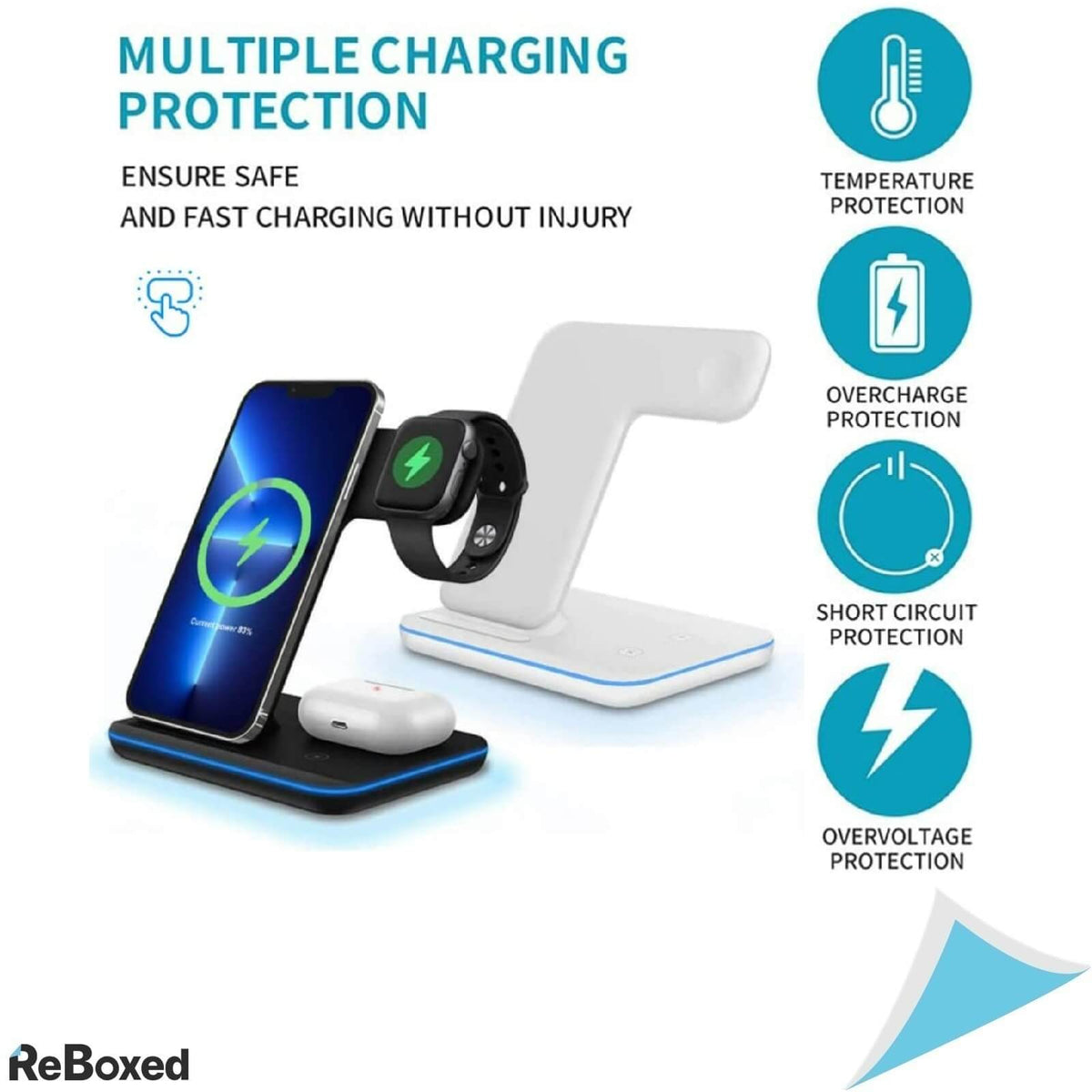 Incarcator Fast Wireless 15w 3in1 cu Adaptor 220V QC 3.0 18W Negru