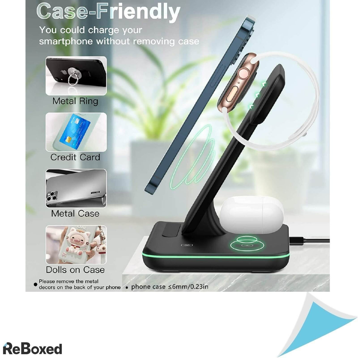 Incarcator Fast Wireless 15w 3in1 cu Adaptor 220V QC 3.0 18W Negru