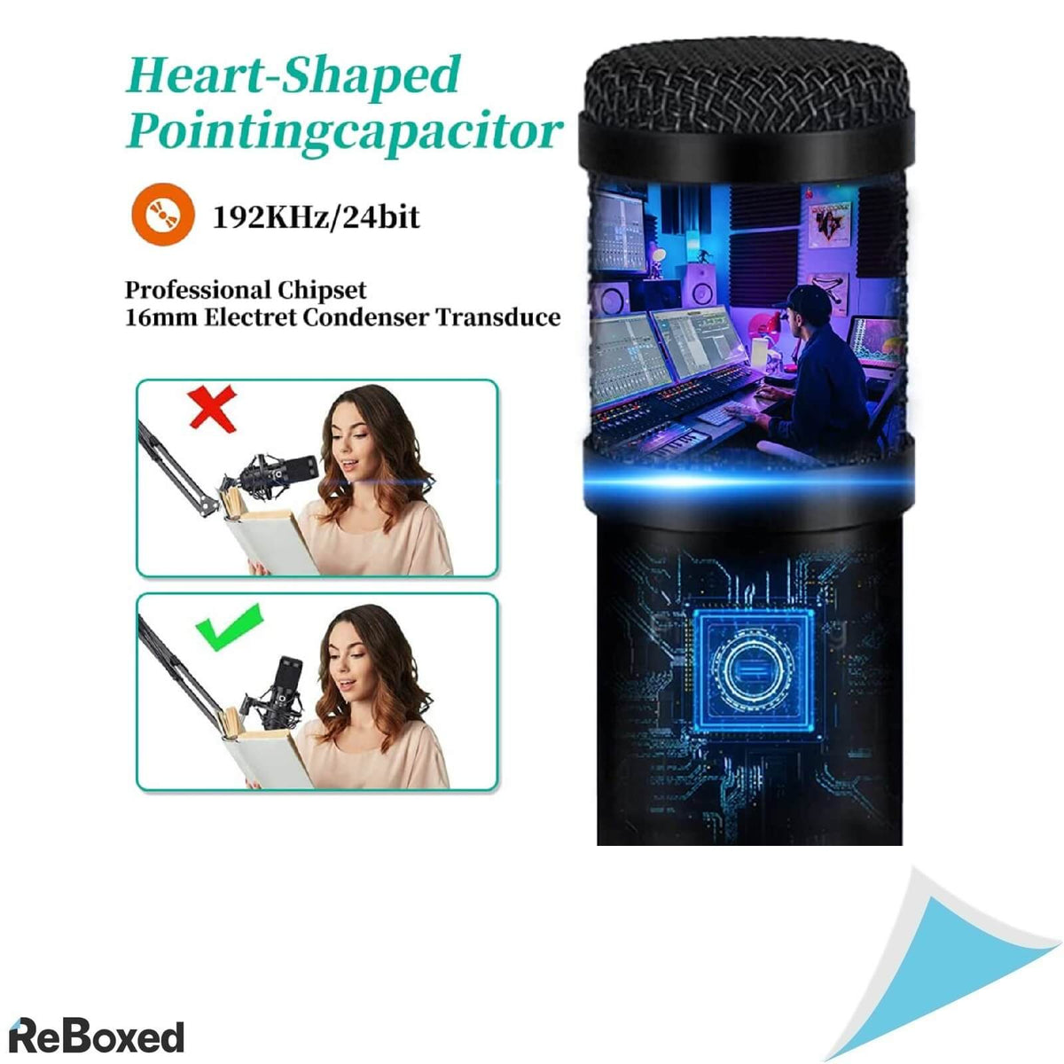 Microfon USB cu Suport si Condensator 192Khz 24 biti Vlogging