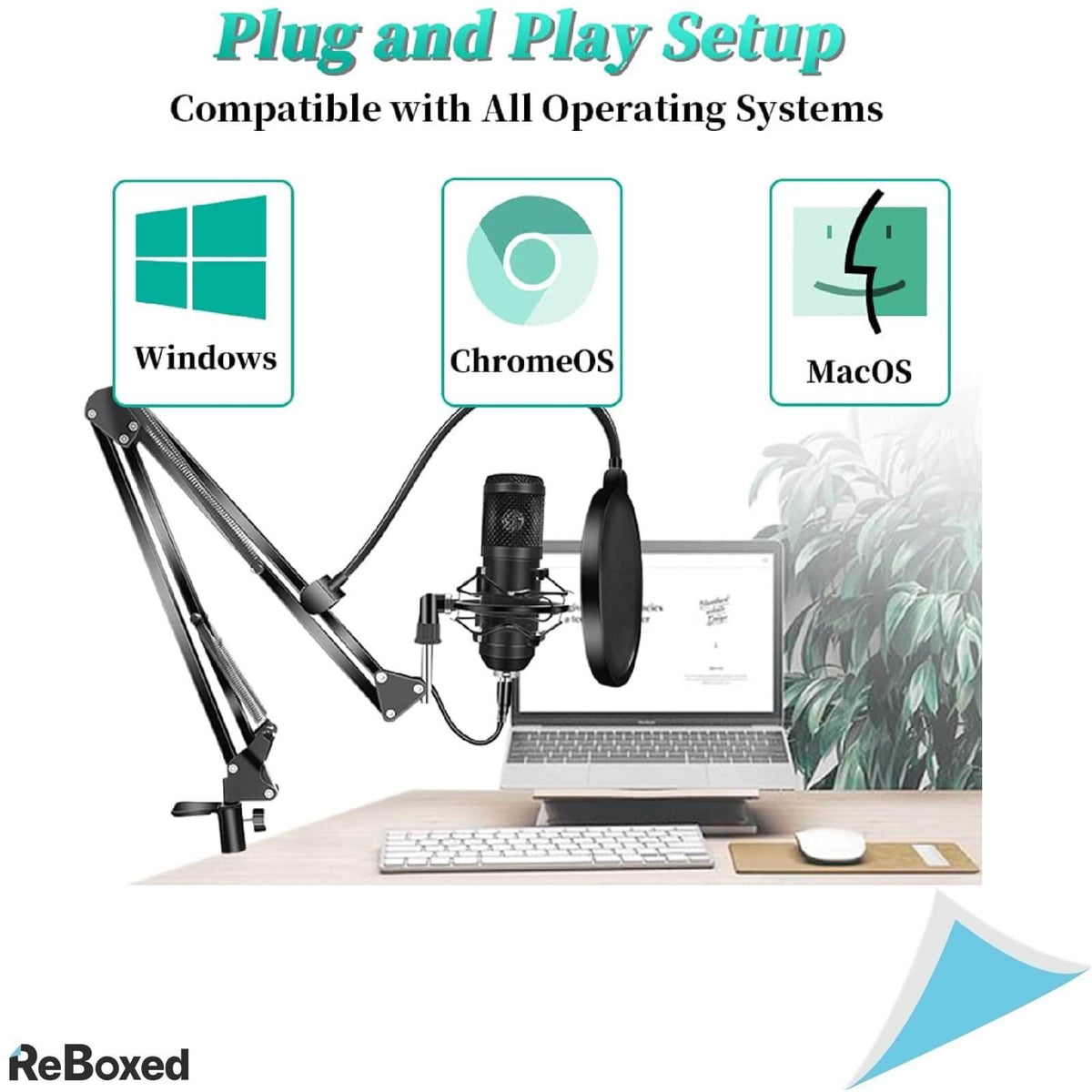 Microfon USB cu Suport si Condensator 192Khz 24 biti Vlogging