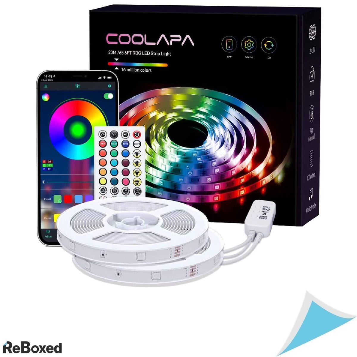 COOLapa Kit Banda LED RGB 20 metri Telecomanda Bluetooth