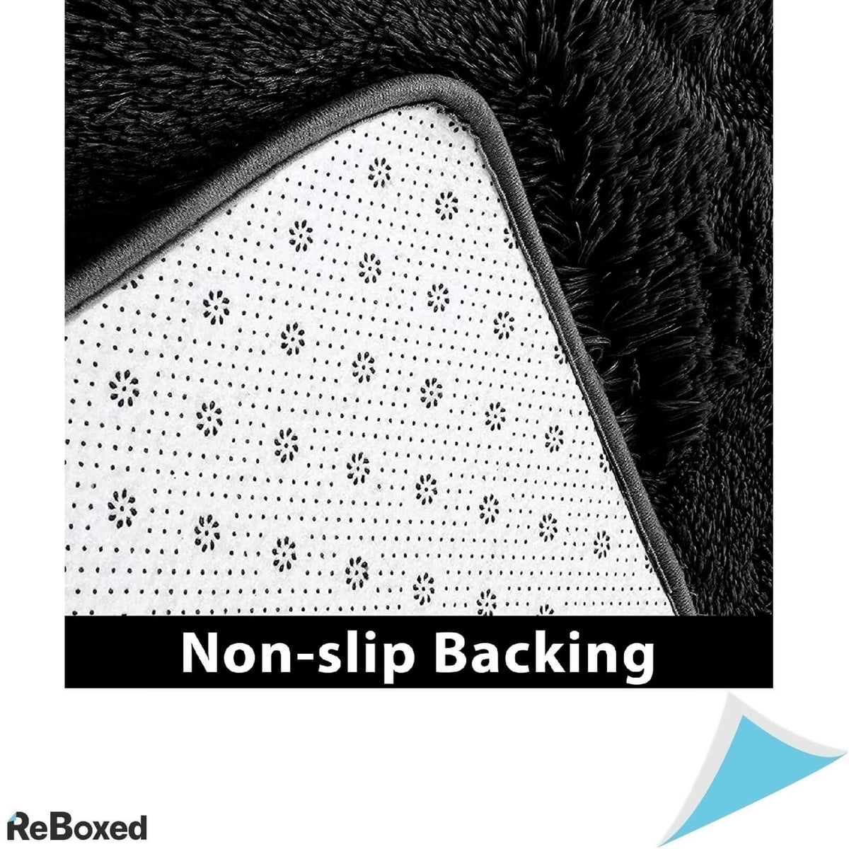 Covor Sintetic Dreptunghiular 150 x 80cm Negru Extrem de Moale