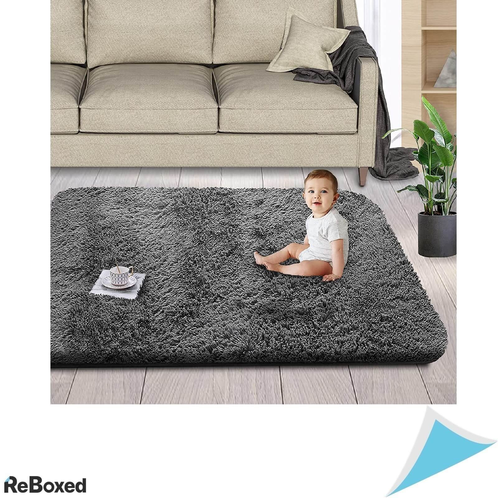 Covor Sintetic Dreptunghiular 150 x 80cm Gri Extrem de Moale