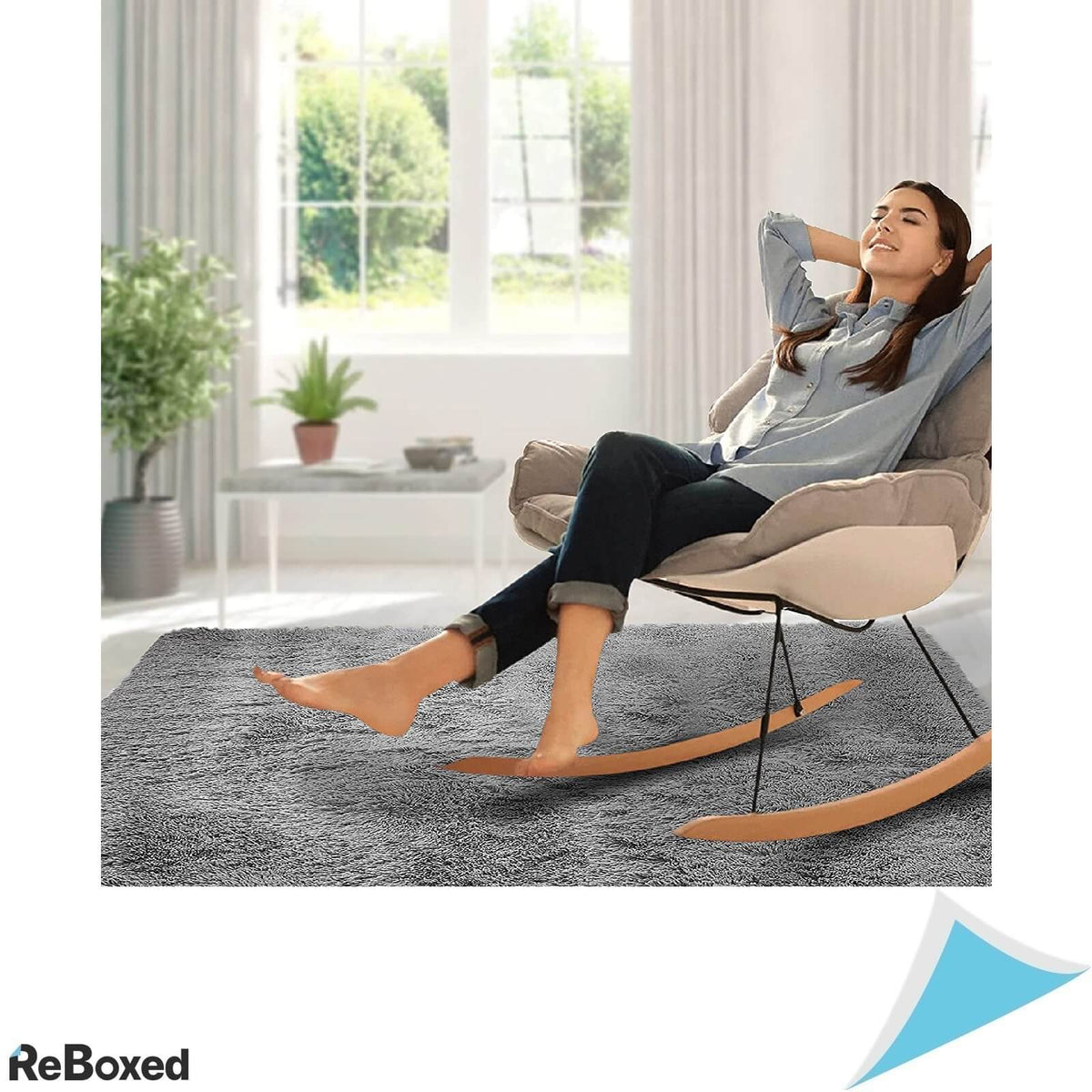 Covor Sintetic Dreptunghiular 150 x 80cm Gri Extrem de Moale