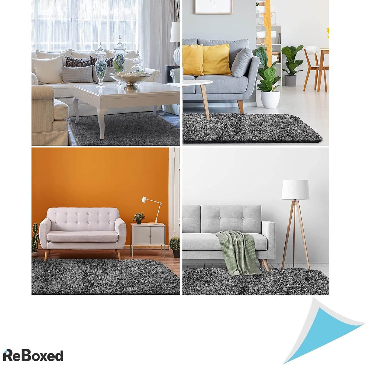 Covor Sintetic Dreptunghiular 150 x 80cm Gri Extrem de Moale