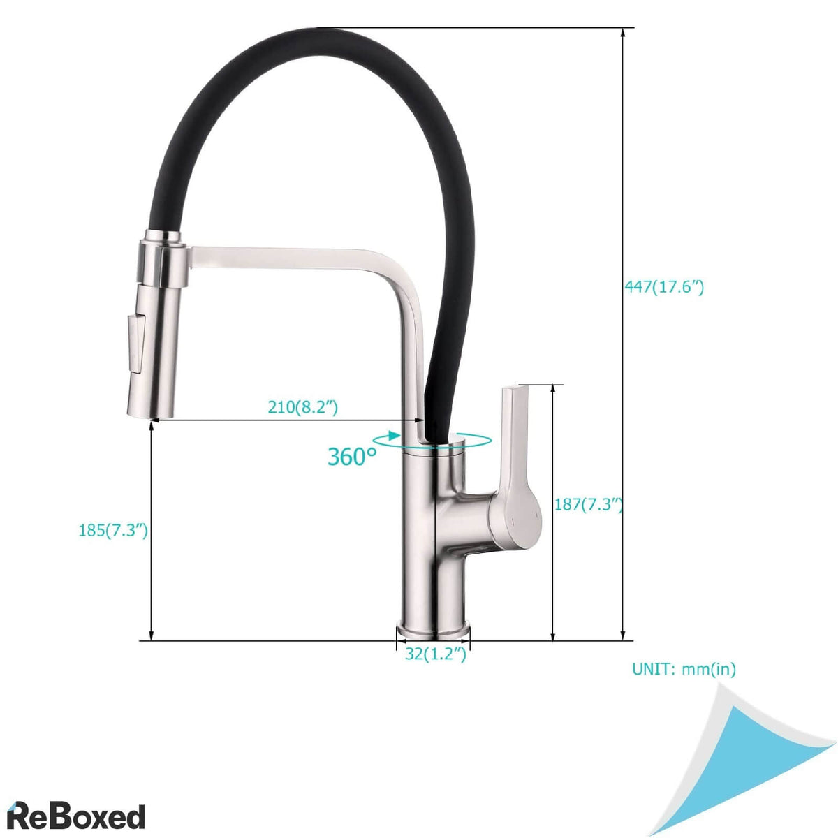 CREA Baterie de Bucatarie Otel Rotativa cu Pulverizator 2 Moduri