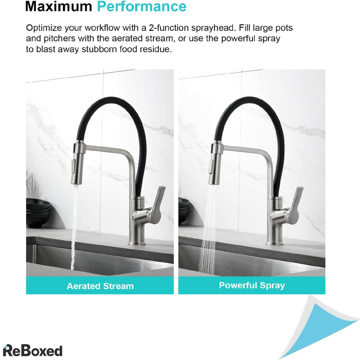 CREA Baterie de Bucatarie Otel Rotativa cu Pulverizator 2 Moduri