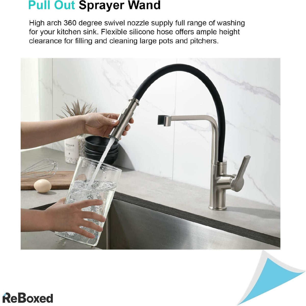 CREA Baterie de Bucatarie Otel Rotativa cu Pulverizator 2 Moduri