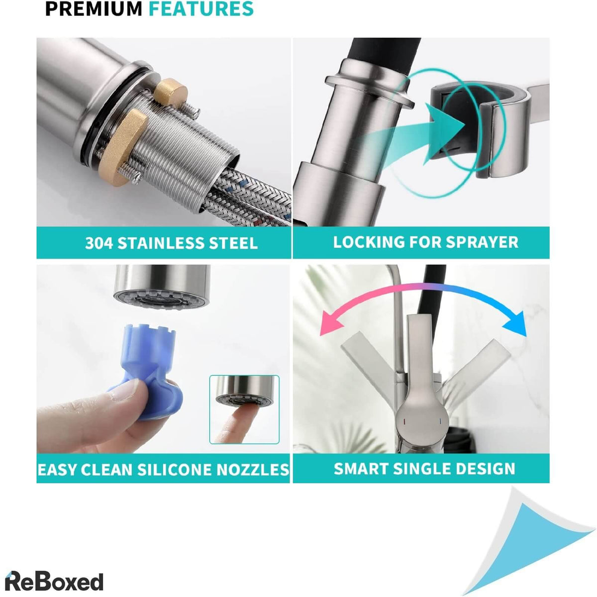 CREA Baterie de Bucatarie Otel Rotativa cu Pulverizator 2 Moduri