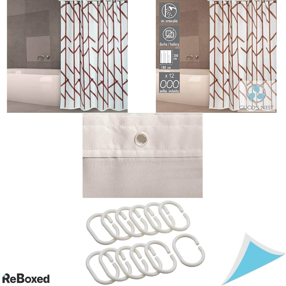 Cuco&#39;s Nest Perdea de Dus Poliester Impermeabila 180x200cm 12 Carlige