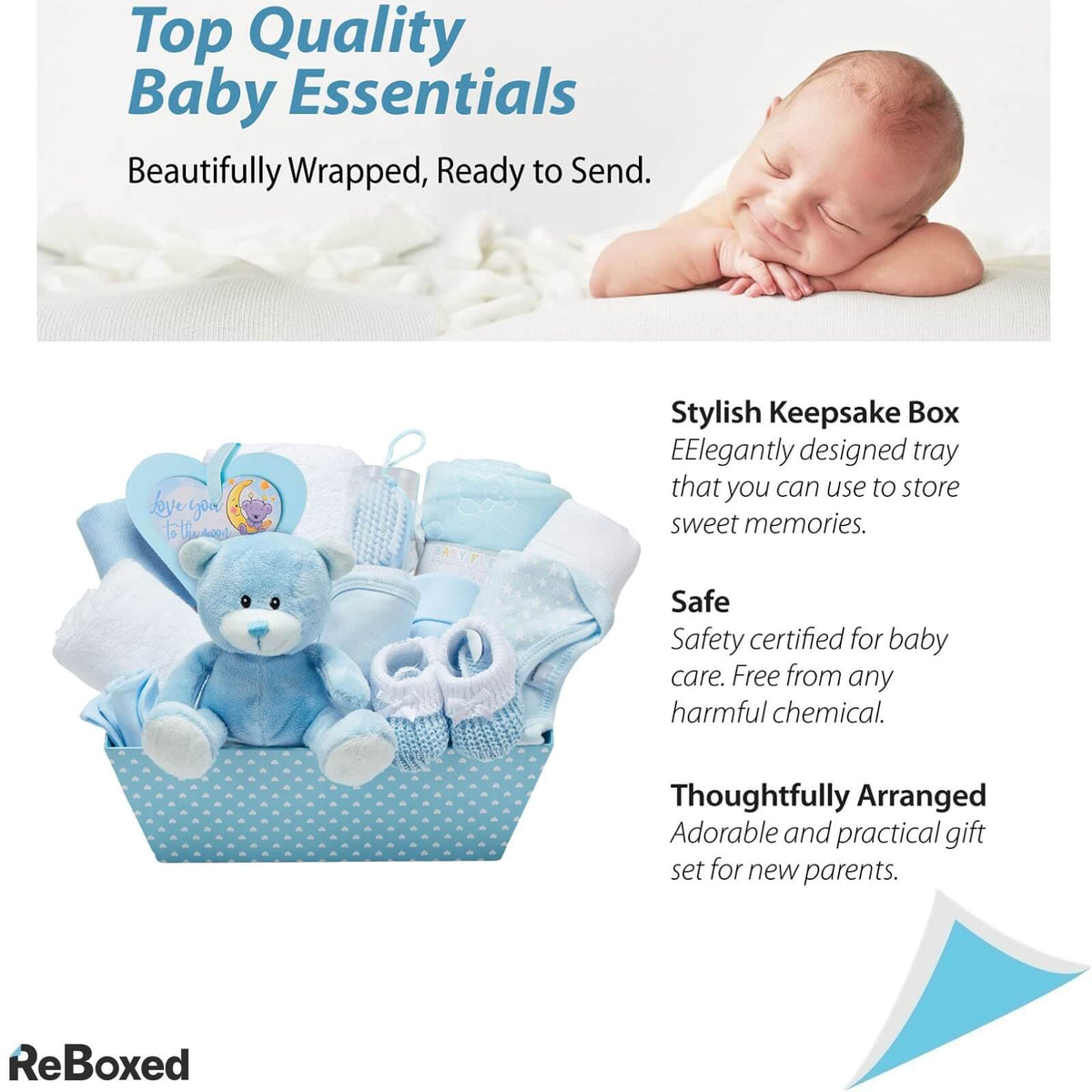 Cutie Cadou Set Nou Nascuti tematica Albastra Baietei