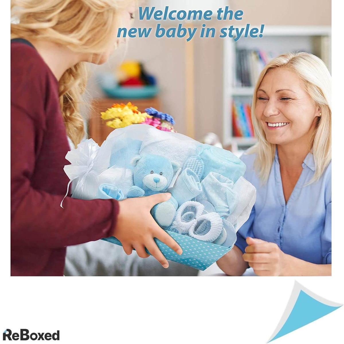 Cutie Cadou Set Nou Nascuti tematica Albastra Baietei