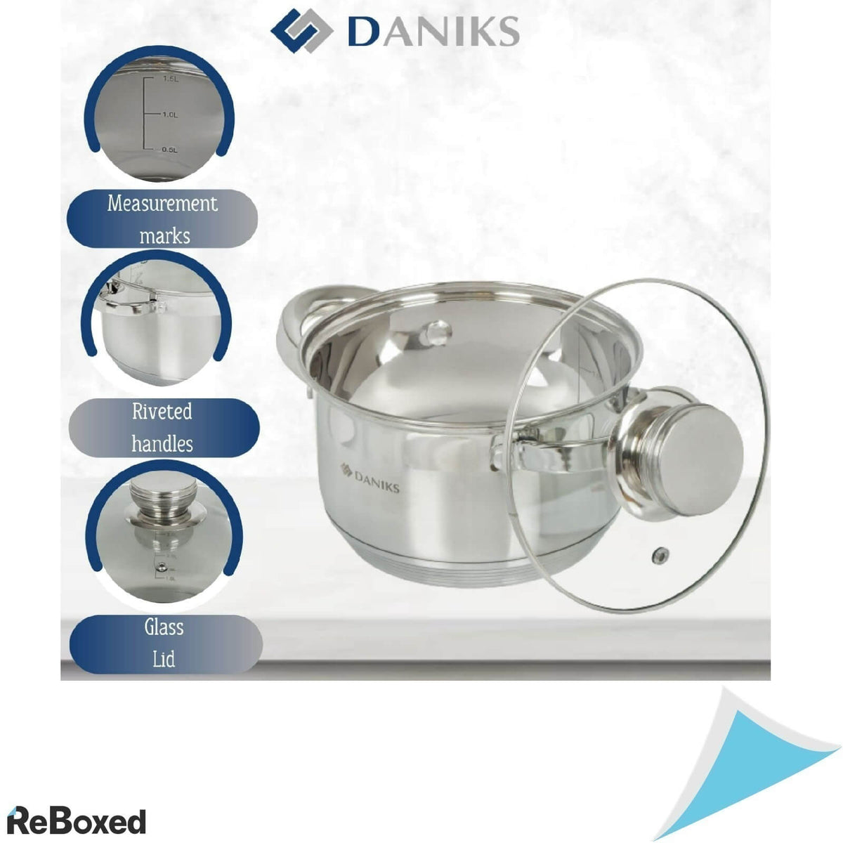 Daniks 4 Quart Oala Inductie Otel Capac Sticla 20cm 3l