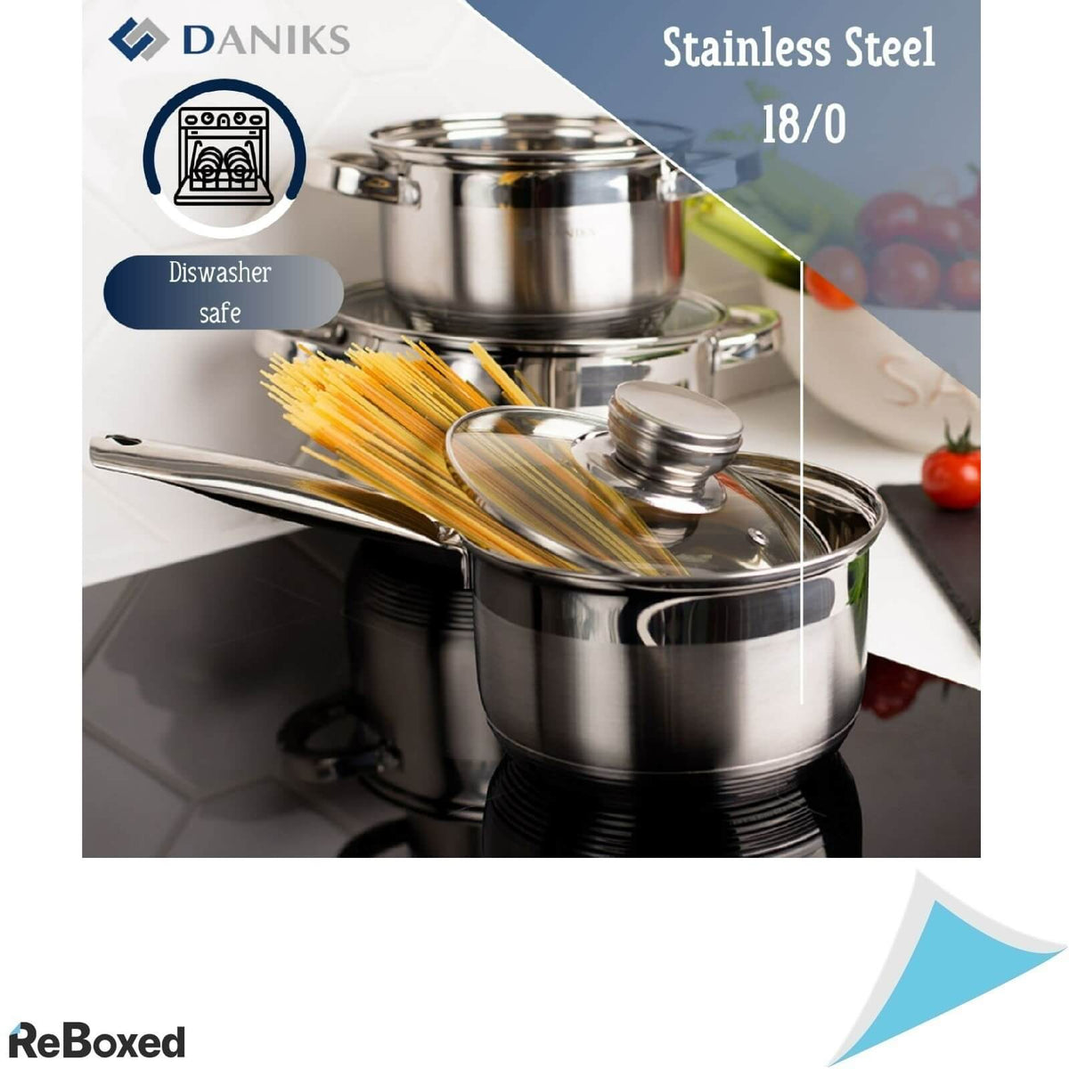 Daniks 4 Quart Oala Inductie Otel Capac Sticla 20cm 3l