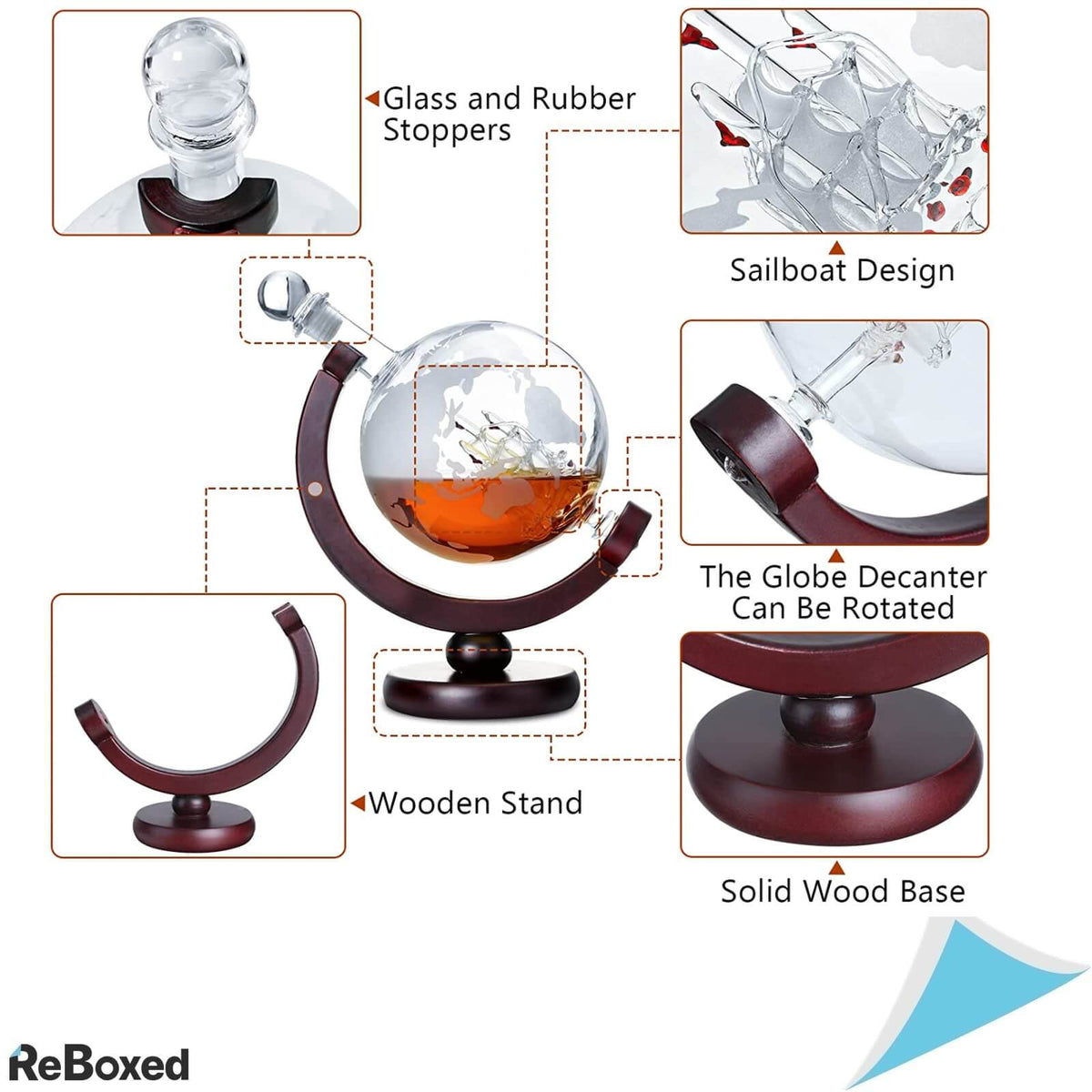 Set Decantor Whisky cu 2 Pahare si Cuburi din Roca