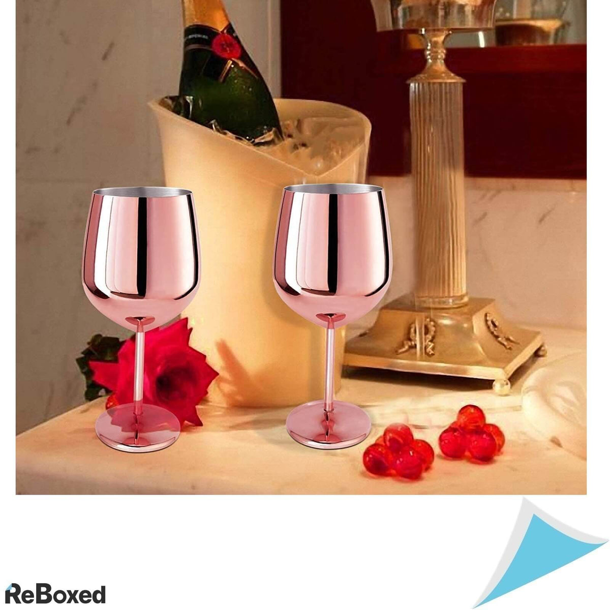 D L D Set 2 Pahare 500ml de Vin Otel Inoxidabil 304 Cuprat