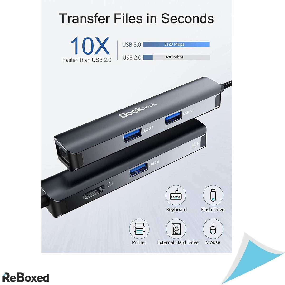 Dockteck Adaptor 5in1 USB-C HDMI 4K Ethernet 1Gbps USB 3.0