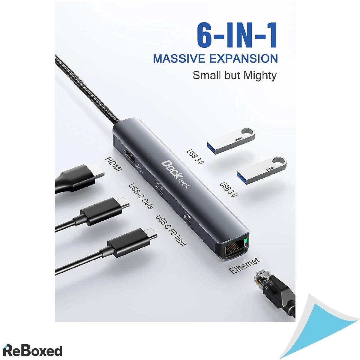 Dockteck Adaptor 6in1 100W PD USB-C HDMI 4K Ethernet USB3.0