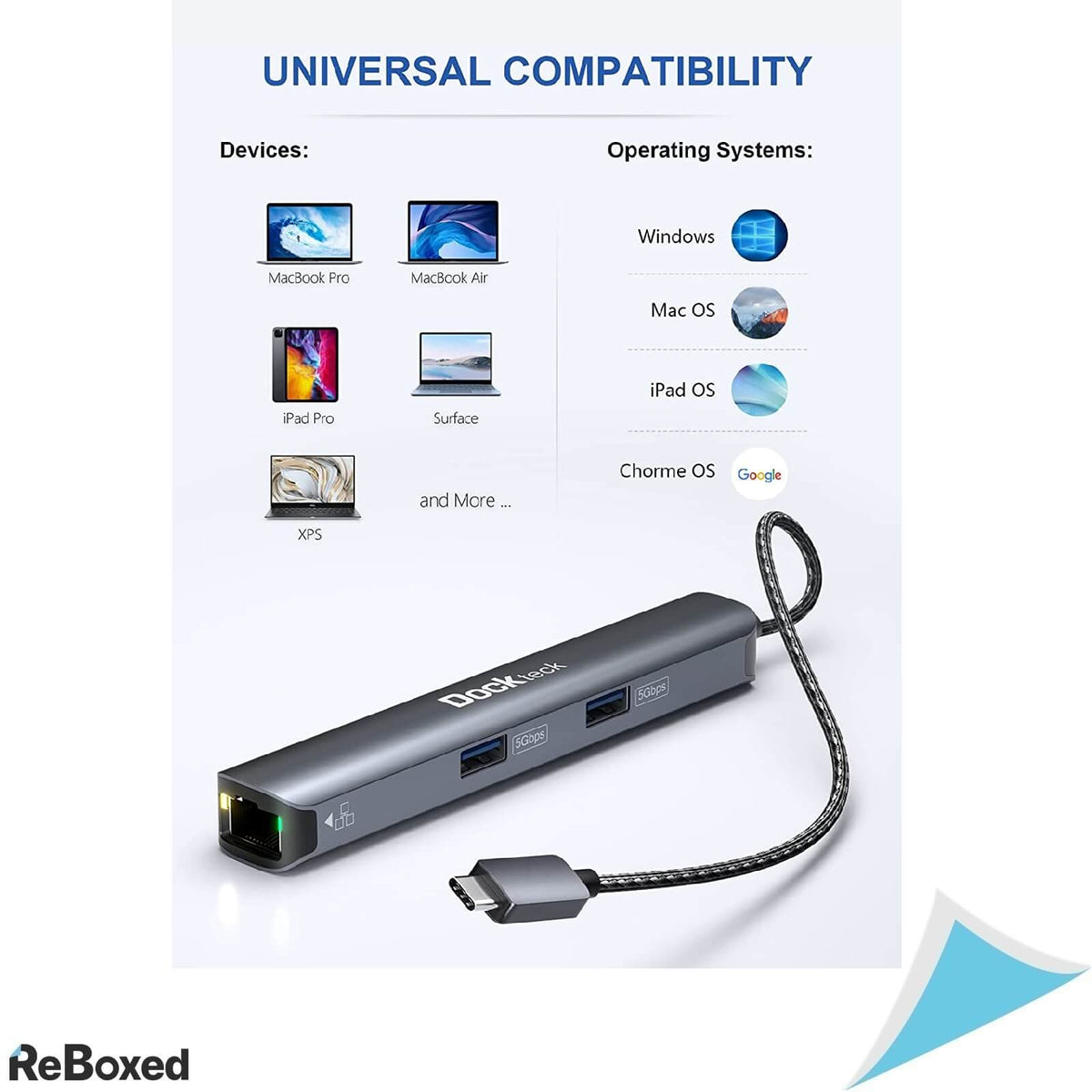 Dockteck Adaptor 6in1 100W PD USB-C HDMI 4K Ethernet USB3.0