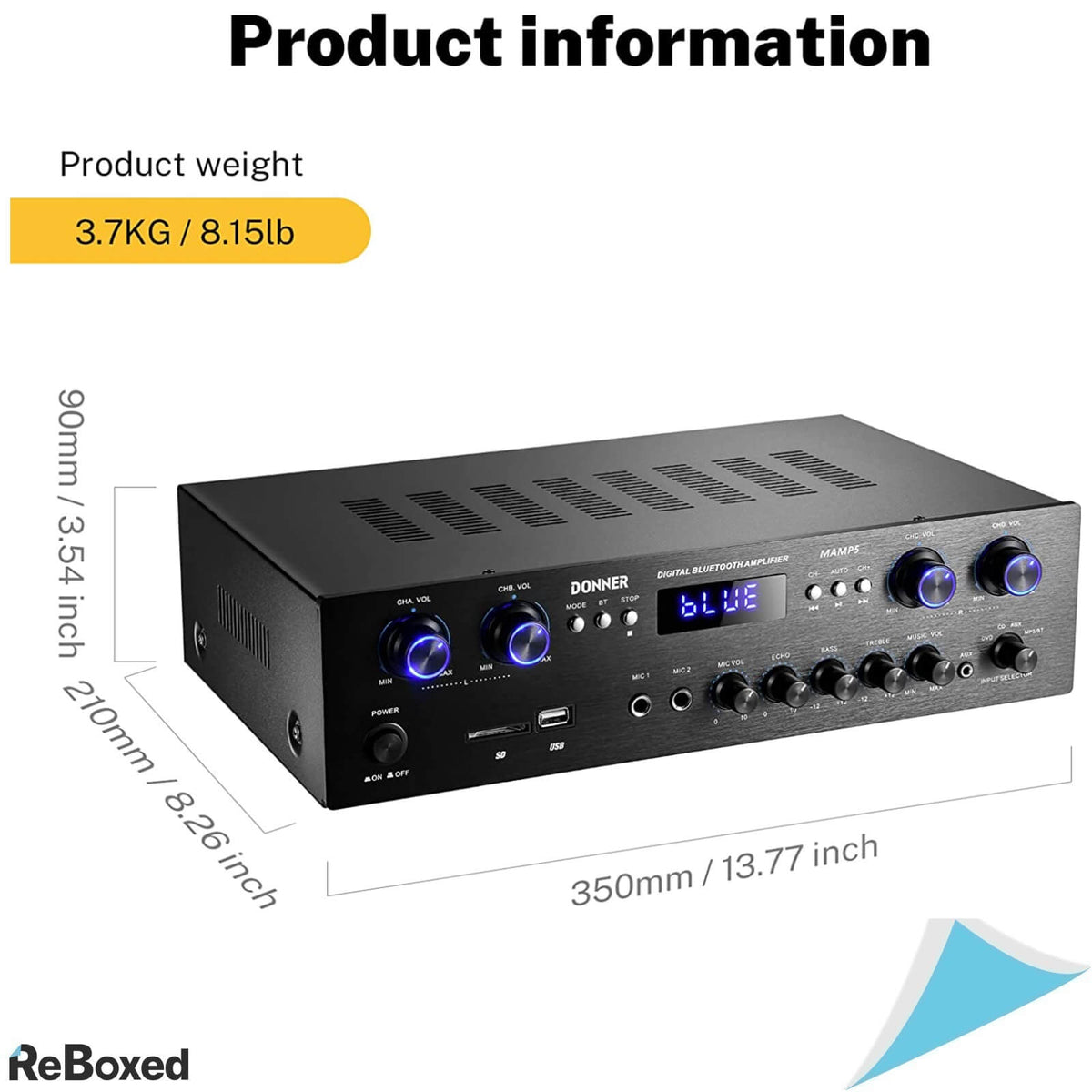 Donner MAMP5 Amplificator de Putere 440W Peak Bluetooth 5.0