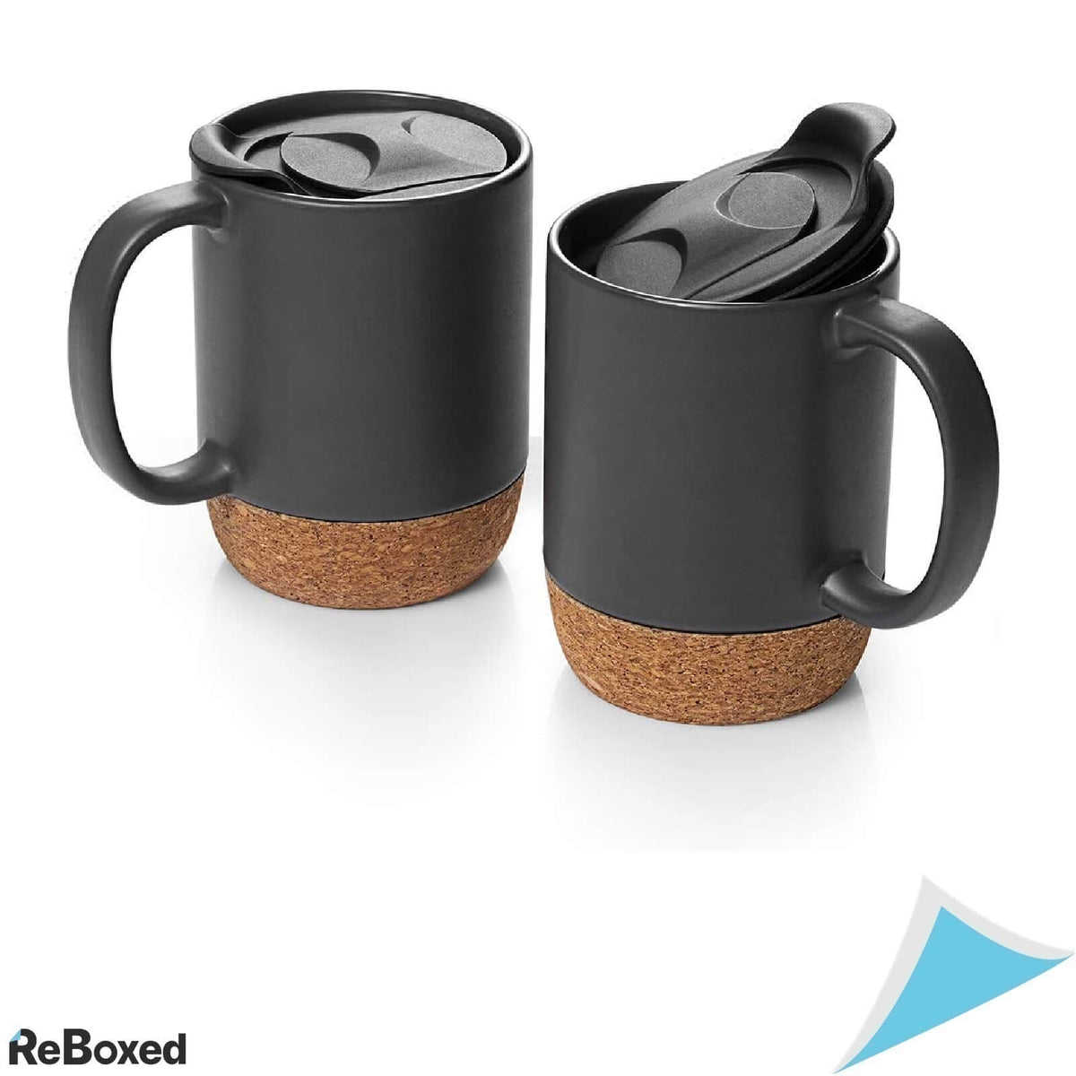 DOWAN Set 2 Cani pentru Cafea 440ml Ceramica si Pluta