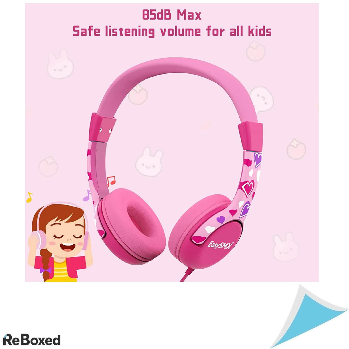 EasySMX Casca cu Fir pentru Copii cu Volum Limitat la 85dB Roz
