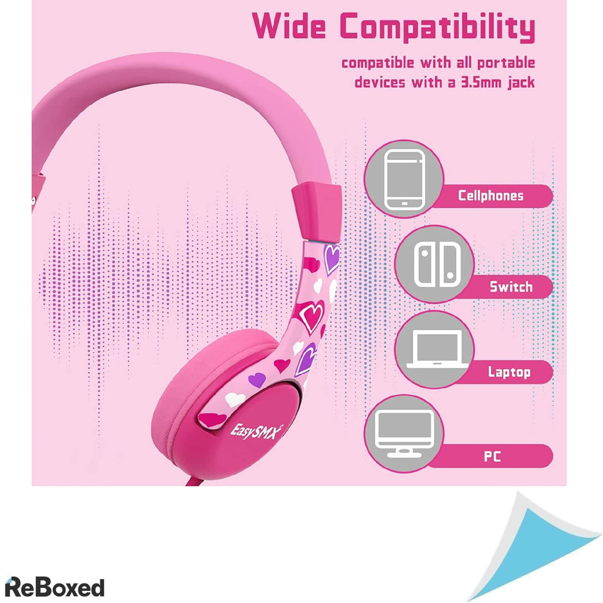EasySMX Casca cu Fir pentru Copii cu Volum Limitat la 85dB Roz