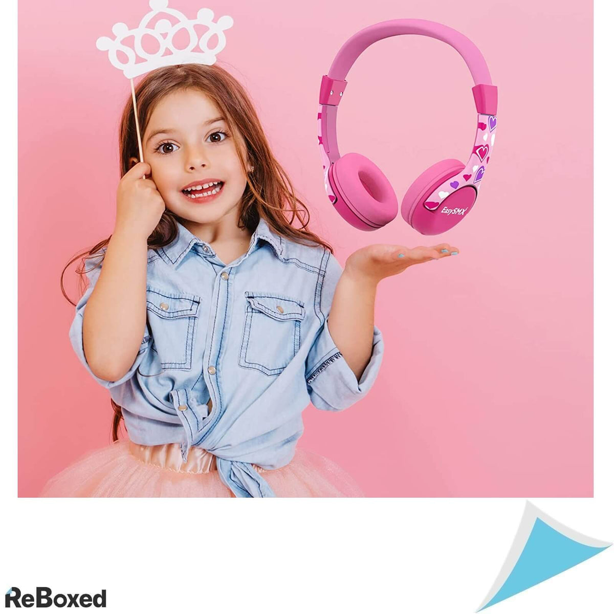 EasySMX Casca cu Fir pentru Copii cu Volum Limitat la 85dB Roz