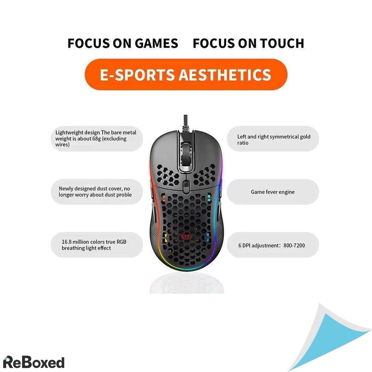 EfficVerwal Designer Mouse RGB UltraUsor Anti-Praf 12400dpi